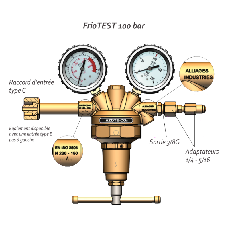 Détendeur azote pression de sortie 100 bar
